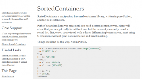 Python sortedcontainers Module